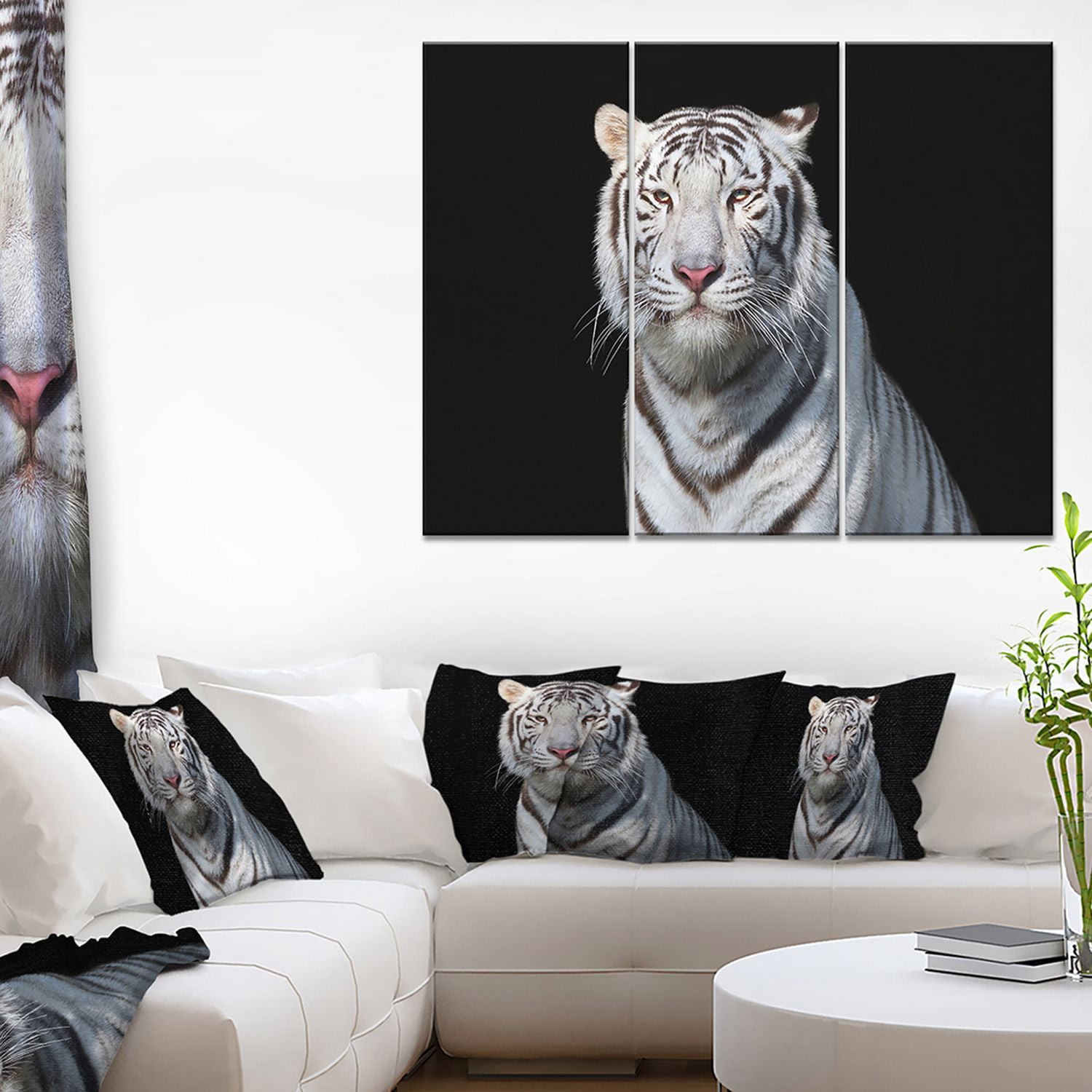 Design Art Superbe Tigre Du Bengale Blanc Art Sur Toile