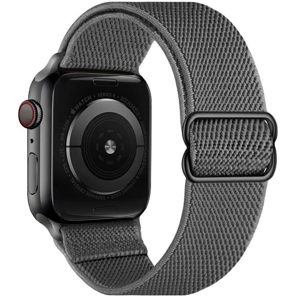 Bracelets Élastiques Extensibles Ajustables Compatibles avec Apple Watch 38mm 40mm, Boucle Solo en Nylon Tressée Extensible Sport Femmes Hommes pour iWatch Series (Gris Foncé)