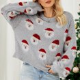 thumbnail image 2 of Chandail de Noël pour Femmes, Manches Longues Décontractées à Col Rond Femmes à la Mode Chandail Tricoté pour l'Hiver pour Extérieur Rose, Gris, Noir, Rouge, Bleu, Vert, 2 of 8