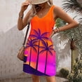 thumbnail image 4 of Penkiiy Robe d'Été Décontractée pour Femme avec Poches, Robe Bohème de Plage d'Été, Robe T-Shirt à Fleurs, Col en V, Robe Débardeur Ample, S Orange, 4 of 6