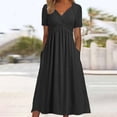 thumbnail image 1 of Pisexur Robe à Manches Courtes à Col en V Mode Robe Décontractée pour Femmes à Manches Courtes Imprimée à Col Rond Robe pour Dames Robes Femmes Robe en Liquidation, 1 of 6