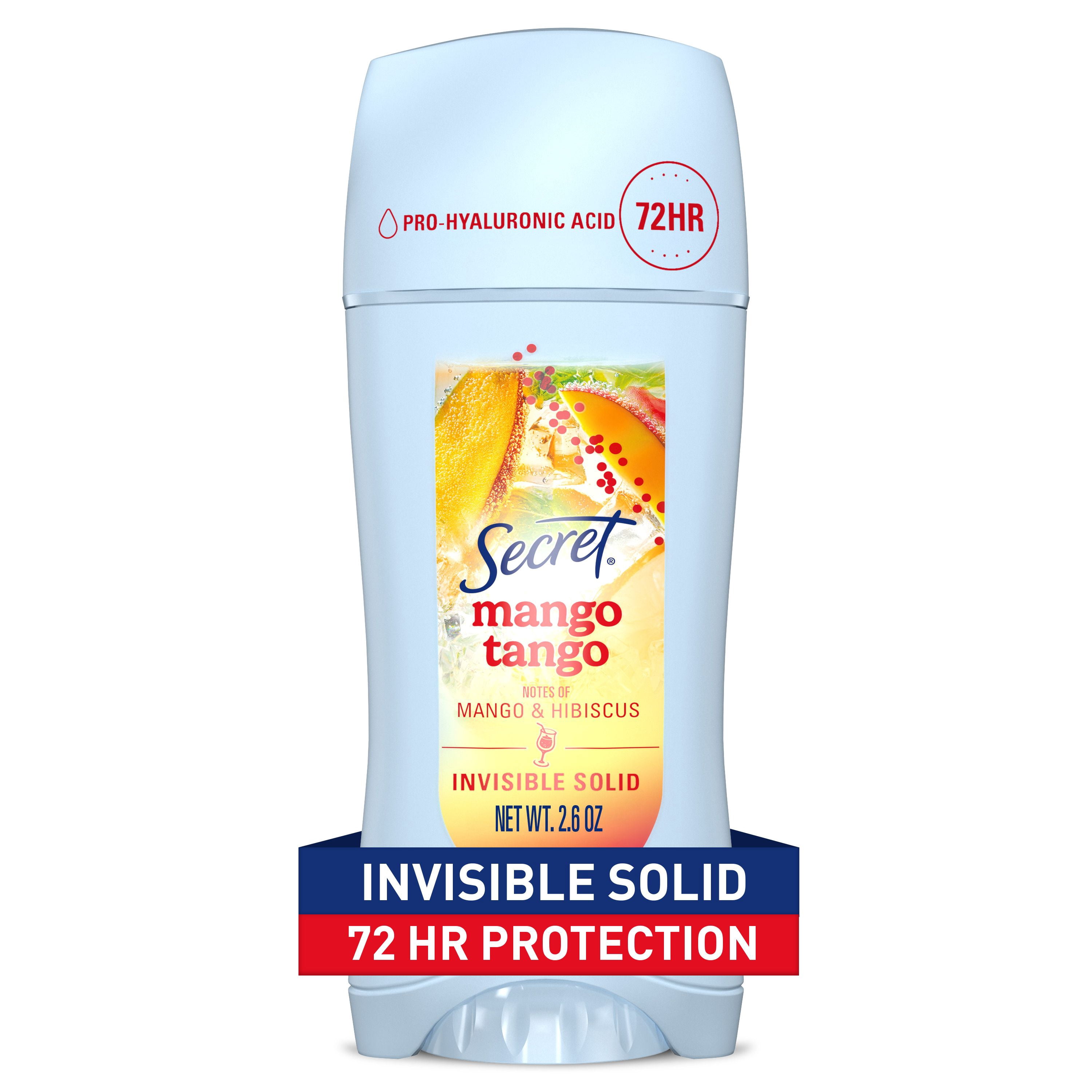 Antisudorifique et désodorisant pour femmes invisible en bâton Secret Fraîcheur, Mangue tango, 73 g