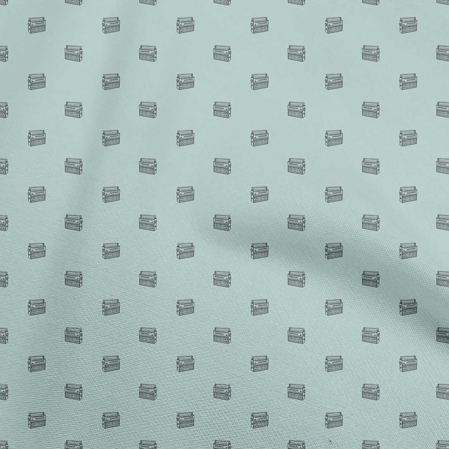 oneOone Popeline de Coton Sergé Tissu Bleu Clair Rétro Matériel de Robe Tissu Imprimé Tissu au Mètre 56 Pouces de Large