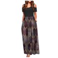 thumbnail image 1 of Robes d'Été pour Femmes 2022 Robe Décontractée Élégante pour Femmes à Épaules Dénudées avec Poches, Imprimé Floral, Maxi à Manches Courtes, 1 of 5