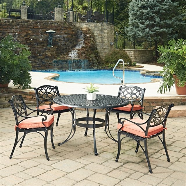 Homestyles Sanibel Aluminum 5 Piece Outdoor Dining Set in Black