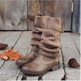 thumbnail image 1 of Autumn Winter Women Square Heel Low Heel Mid Tube Belt Buckle Sock Boots, 1 of 4