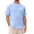 thumbnail image 3 of 2025 T-Shirts en Lin Unis pour Hommes Chemise à Manches Courtes Col Rond T-Shirts pour Hommes Graphique Vintage Col Plage Haut T-Shirts Vintage pour Hommes T-Shirt pour Hommes, 3 of 8