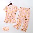 thumbnail image 1 of Kelon Ensembles de Pyjama pour Femmes en Solde Femme Pyjamas Mélangés Ensemble de Pyjama en Coton pour Femmes Mignon Ensemble 2 Pcs Confortable d'Été Col en V T-Shirt à Manches Courtes Capri Tenue de Nuit, 1 of 3