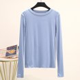 thumbnail image 1 of LNGOOR T-Shirt de Base Uni en Modal à Col Rond à Manches Longues pour Femmes, Automne, T-Shirt de Base, Hauts, T-Shirt Passe-Partout, Grande Taille, sous-Vêtement, 1 of 7
