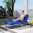 thumbnail image 2 of Outsunny Chaise Longue Pliante avec Coussin, Chaise de Bronzage Inclinable, Bleu, 2 of 10