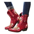 thumbnail image 3 of jsaierl Women Fashion Embroidered Cowboy Riding Boots Casual Warm Middle Heels Middle Tube Short Boots Shoes, 3 of 9