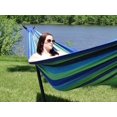 thumbnail image 1 of Hamac Double Brésilien de Luxe avec Support Universel - Bleu Vert, 1 of 22