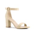 thumbnail image 1 of BLISSFUL STEP Women's Shoes Ankle Strap Block Heel Buckle Open Toe Sandals Beige 9, 1 of 8