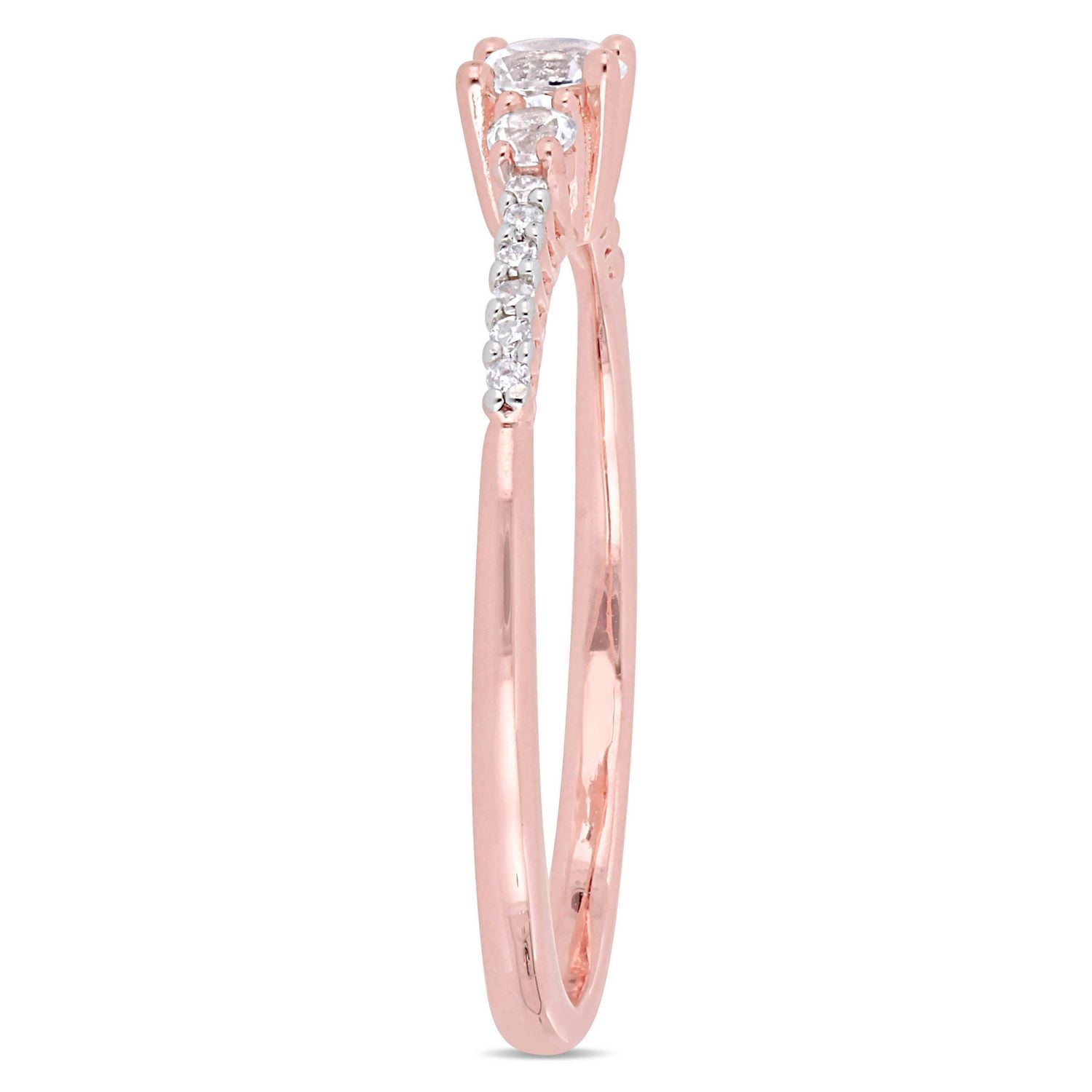 Bague de promesse Miabella avec saphirs blancs synthétique 1/3 CT PBT et accents de diamants en argent sterling