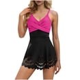 thumbnail image 3 of Sentmoon Maillots de Bain une Pièce pour Femmes avec Soutien-Gorge Intégré, Bretelles Spaghetti, Bikini pour Femmes, Maillot de Bain pour Femmes, Ventre avec Jupe Découpée, Maillot de Bain Modeste, Robe de Bain à devant pour Nage en Longueurs et Entraînement L, 3 of 9