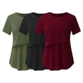 thumbnail image 1 of DPTALR Grossesse Enceinte Allaitement T-Shirts à Manches Courtes Couleur Unie Col Rond Blouse d'Allaitement, 1 of 8