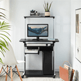 thumbnail image 2 of Fullfurnique Rolling 3-Tier Computer Desk with Detachable Top Shelf, Black, 2 of 9