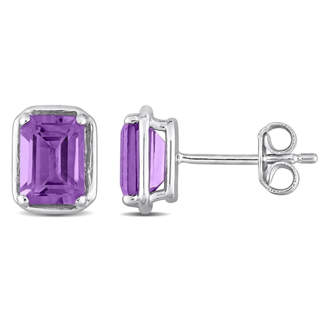 Miabella Octagon-Cut Amethyst Sterling Silver Stud Earrings - Walmart.ca