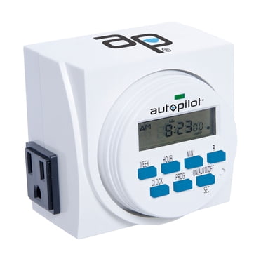 Auto Pilot TM01715D Minuterie Programmable Numérique Intérieure à Double Prise pour 7 Jours et 8 Programmes