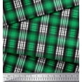 thumbnail image 1 of Soimoi Green Poly Georgette Fabric Plaid Check Printed Fabric 1 Yard 52 Inch Wide, 1 of 3