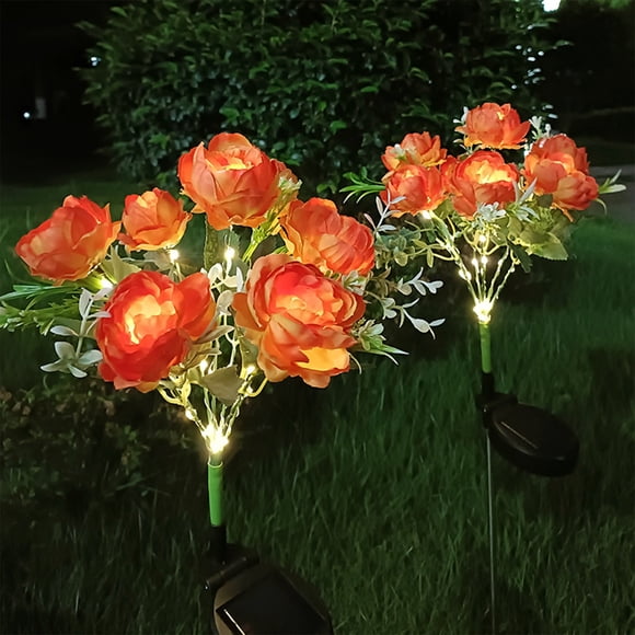 Outdoor Solar Peony Flower Lantern 7 Heads LED Simulation Flower Waterproof Lights For Garden Decoration In Paths Yards And Terraces