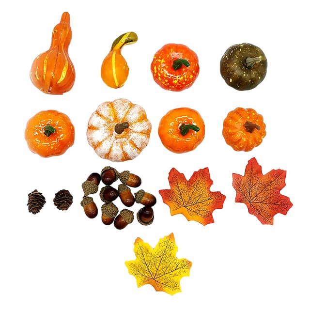 Gkeoshab Desktop Ornament Decorations Decor Pumpkins Artificial For Fall Table Leaves Maple Thanksgiving Home Decor Home & Garden