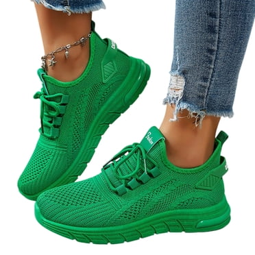 HTHLVMD Fashion Daily Running Sneakers, Womens Slip On Running Sneakers Tennis Non Slip Walking Gym Workout Athletic Comfortable Lightweight Fashion Sport Casual Shoes, Green 5.5