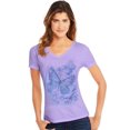 thumbnail image 1 of Hanes Tee-Shirt à Manches Courtes Col en V pour Femmes, G, Impression Grand Papillon/violet Salé, 1 of 3