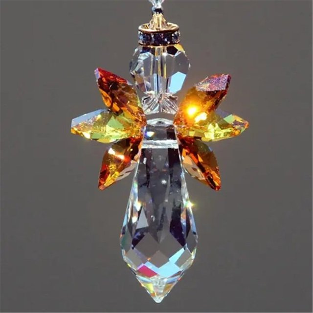 Modern Rainbow Crystal Angel Chakra Suncatcher Car Charm Pendant