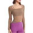 thumbnail image 1 of FAIWAD Women's Long Sleeve Sport Tops Square Neck Solid Color Lightweight Pullover Tops with Bra, 1 of 5