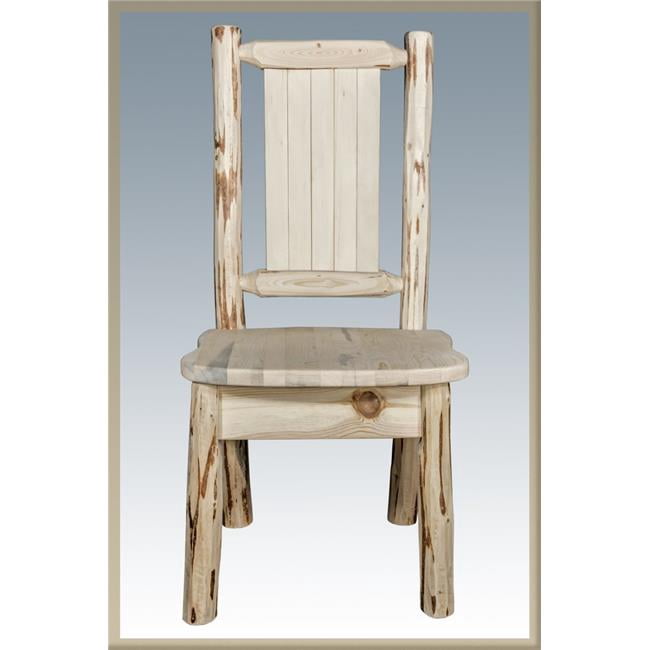 Chaise Latérale avec Design Bronc Gravé au Laser, Finition Laque Claire