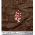thumbnail image 1 of Soimoi Viscose Tissu Texture, Feuilles & Fleurs Roses Tissus Imprimés par Yard 42 Pouces de Large, 1 of 3