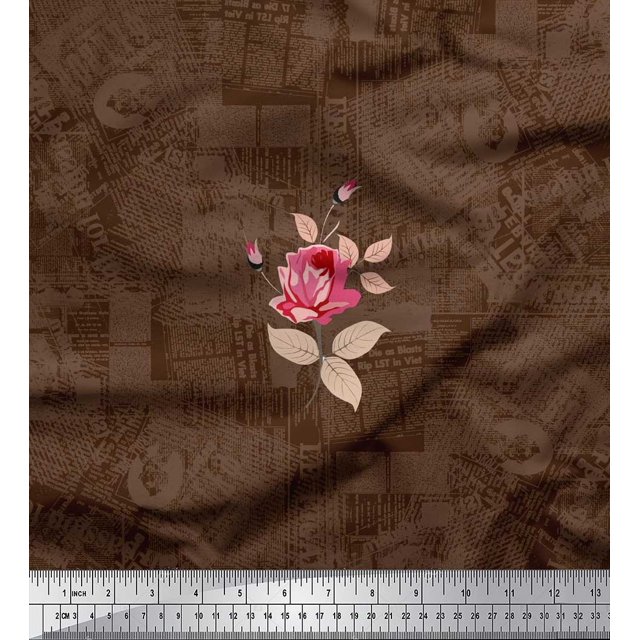 Soimoi Viscose Tissu Texture, Feuilles & Fleurs Roses Tissus Imprimés par Yard 42 Pouces de Large