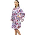 thumbnail image 3 of Bimba Women Cotton Poplin Leaf Printed Short Kimono Robe With Belt Cover Up-8, 3 of 6