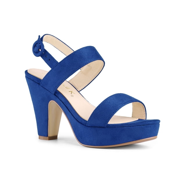 BLISSFUL STEP Women's Slingback Platform Chunky Heeled Sandals