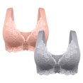 thumbnail image 1 of Timegard Lace Bras for Women 2pc Plus Size Front Closure Full Support Back Smoothing Comfy Daily Bras, 1 of 6