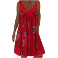 thumbnail image 1 of JUNWELL Robes d'Été pour Femmes Grande Taille Robes d'Été Grande Taille pour Femmes Plage Col en U Sans Manches Faux Deux Pièces Robe T-Shirt de Fête Midi Robe Ample, 1 of 4