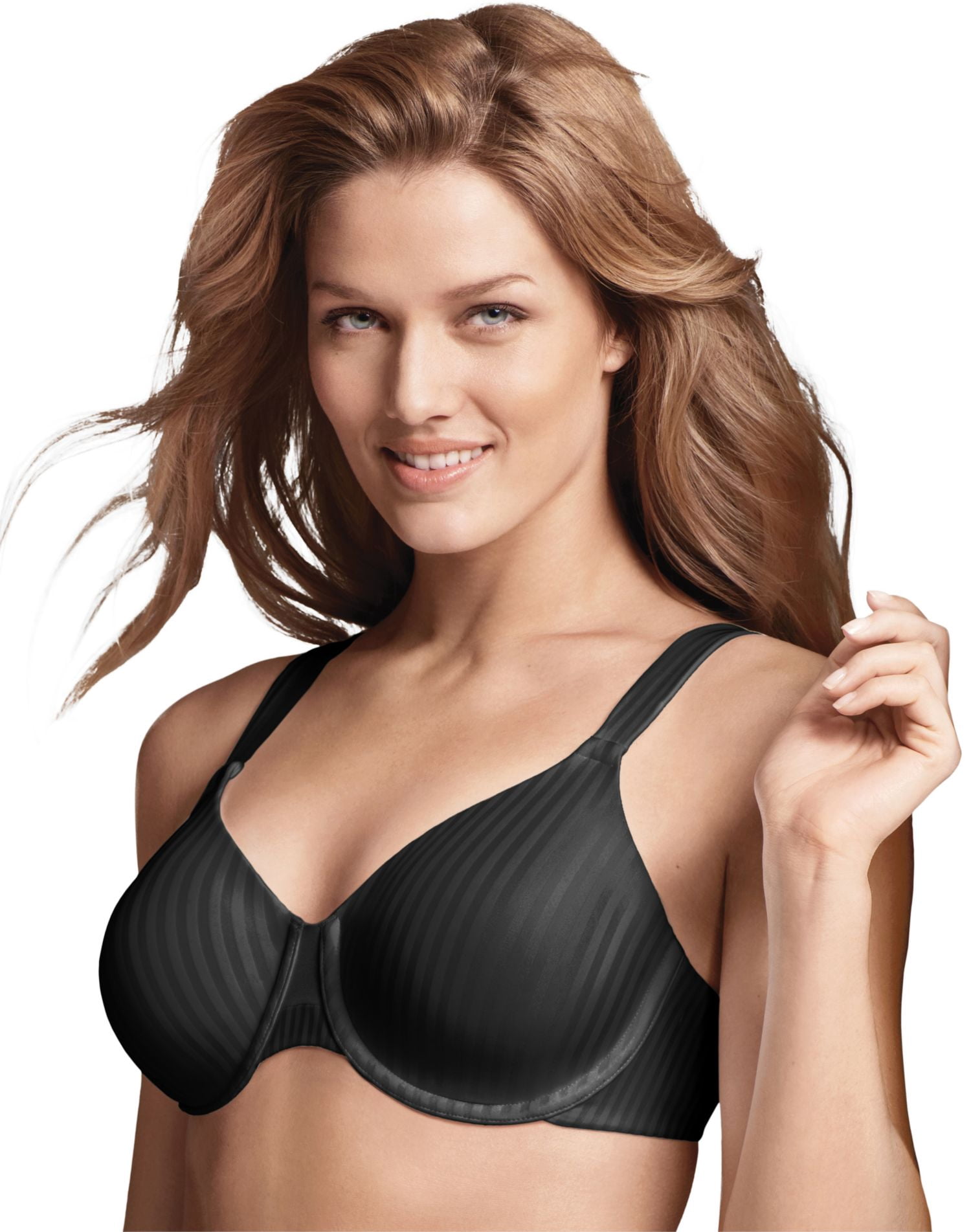 Playtex Secrets Women`s Perfectly Smooth Underwire Bra, 44D, Black Stripe