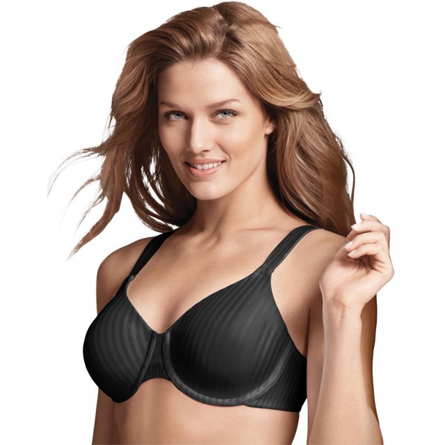Playtex Secrets Women`s Perfectly Smooth Underwire Bra, 38DD, Black Stripe