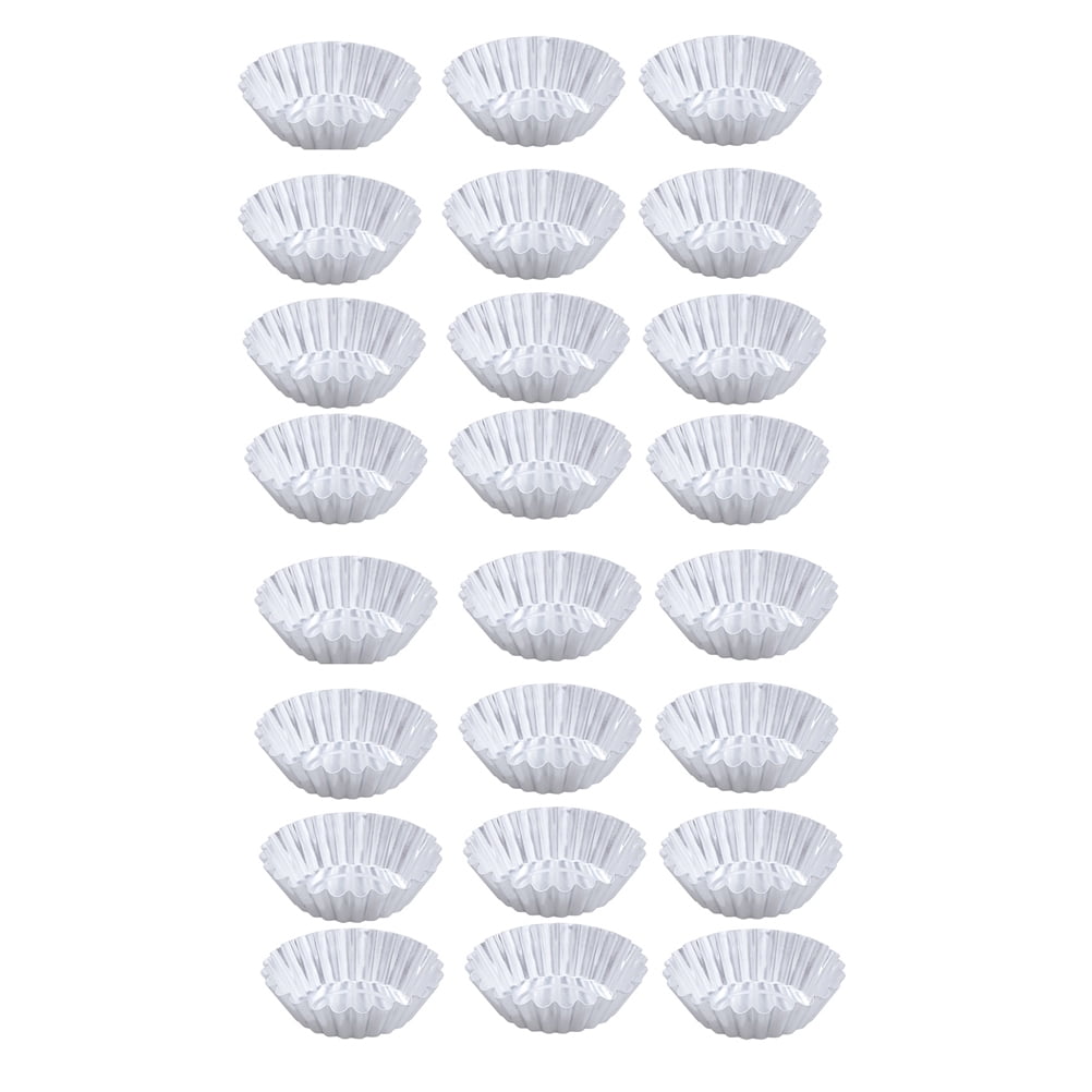 24Pcs Aluminum Alloy Egg Tart Molds Non-stick Ripple Reusable Flower Shape Cupcake Muffin Baking Cup Tartlets Pans
