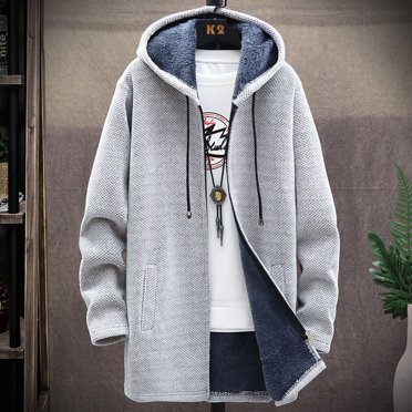 EGNMCR Jackets for Men Men's Long Coat Jacket Outerwear Hooded Winter Hoodie Casual Cold Protection