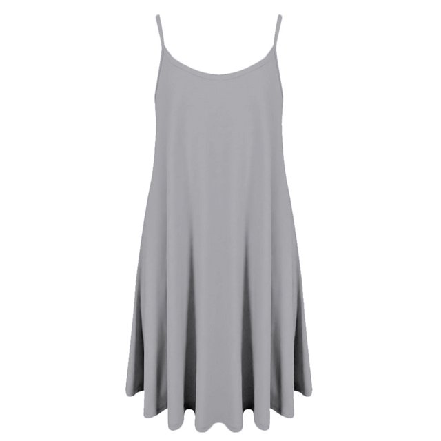 DYMADE Femmes Couleur Unie Spaghetti Sangle Décontractée Swing Sans Manches Robe d'Été Sans Manches