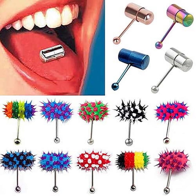 Bijou de Perçage Corporel Unisexe Cool Punk en Forme de Marteau, Barre de Langue Vibrante, Clou