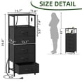 thumbnail image 3 of Eunos Commode Noire pour Chambre, Table de Nuit à 5 Tiroirs avec Station de Recharge, DEL et Tablette Ouverte, 3 of 8