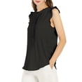 thumbnail image 4 of INSPIRE CHIC Blouse Sans Manches pour Femme, à Volants, Plissée, Blouse CHIC pour le Travail, m Noir, 4 of 8