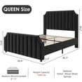 thumbnail image 3 of PIONEERWORKS Queen Size Bed Frame with 50.2“ Headboard Platform, Velvet Upholstered Bed Frame with Vertical Channel Tufted Headboard & Footboard, Black, 3 of 9