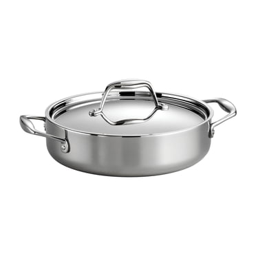 Tramontina Signature 3-Quart Tri-Ply Clad Stainless Steel Braiser Pan with Lid, Induction-Ready, Dishwasher-Safe