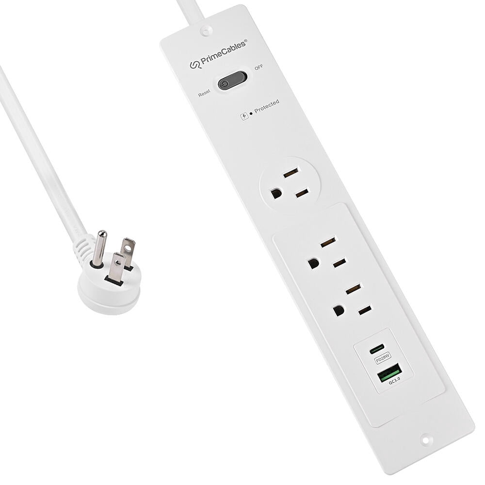 Recessed 3-Outlet PD20w Surge Protector Power Socket with 1 PD20W + 1 QC3.0 Ports, 6Ft