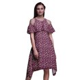 thumbnail image 1 of Bimba Robe Tunique Évasée à Manches Flottantes à Épaules Dénudées Imprimé Floral Rose - Moyen, 1 of 6