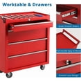 thumbnail image 2 of Rolling Tool Chest, 4 Drawers Tool Storage Cabinet with Wheels, Portable Tool Cabinet Organizer with Locking System & Drawer Liners,Universal Lockable Wheels, Tool Storage Cart, Garage/ Workshop, Red, 2 of 8